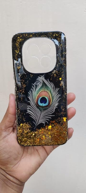Luxury Peacock Leaf Resin Phone Case Trendy Cute Hard Art Crystal Clear